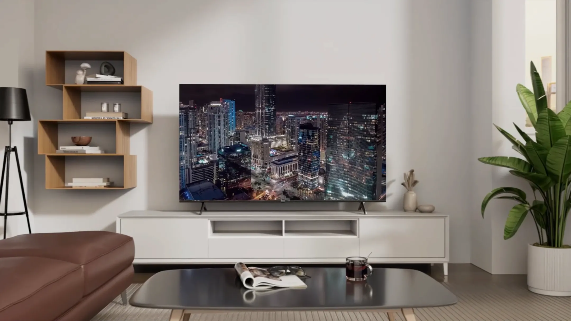 Smart TV Hisense QD7 75 inch màn hình QLED đặt trong phòng khách hiện đại