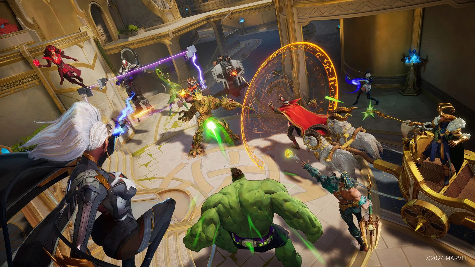 Starlord và Mantis trong khung cảnh chiến đấu của Marvel Rivals