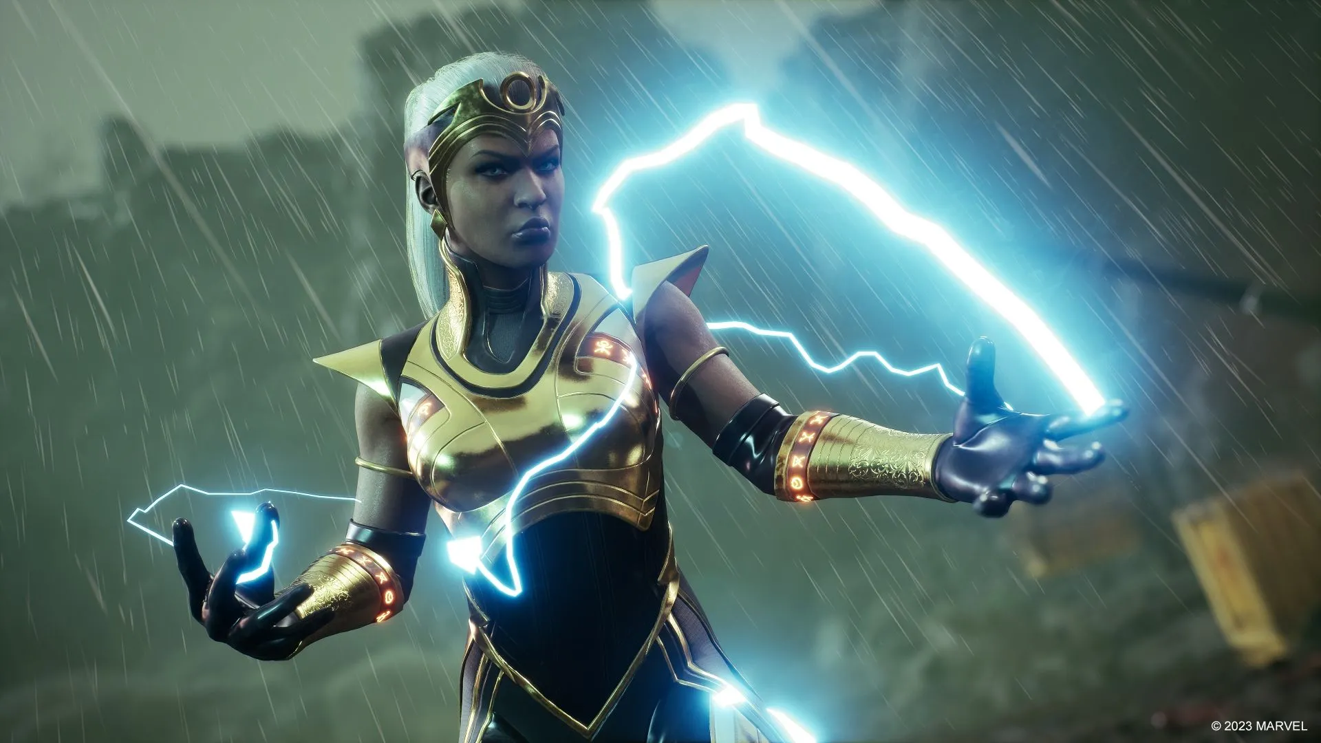 Storm sử dụng sức mạnh đột biến của mình trong gói DLC Marvel's Midnight Suns