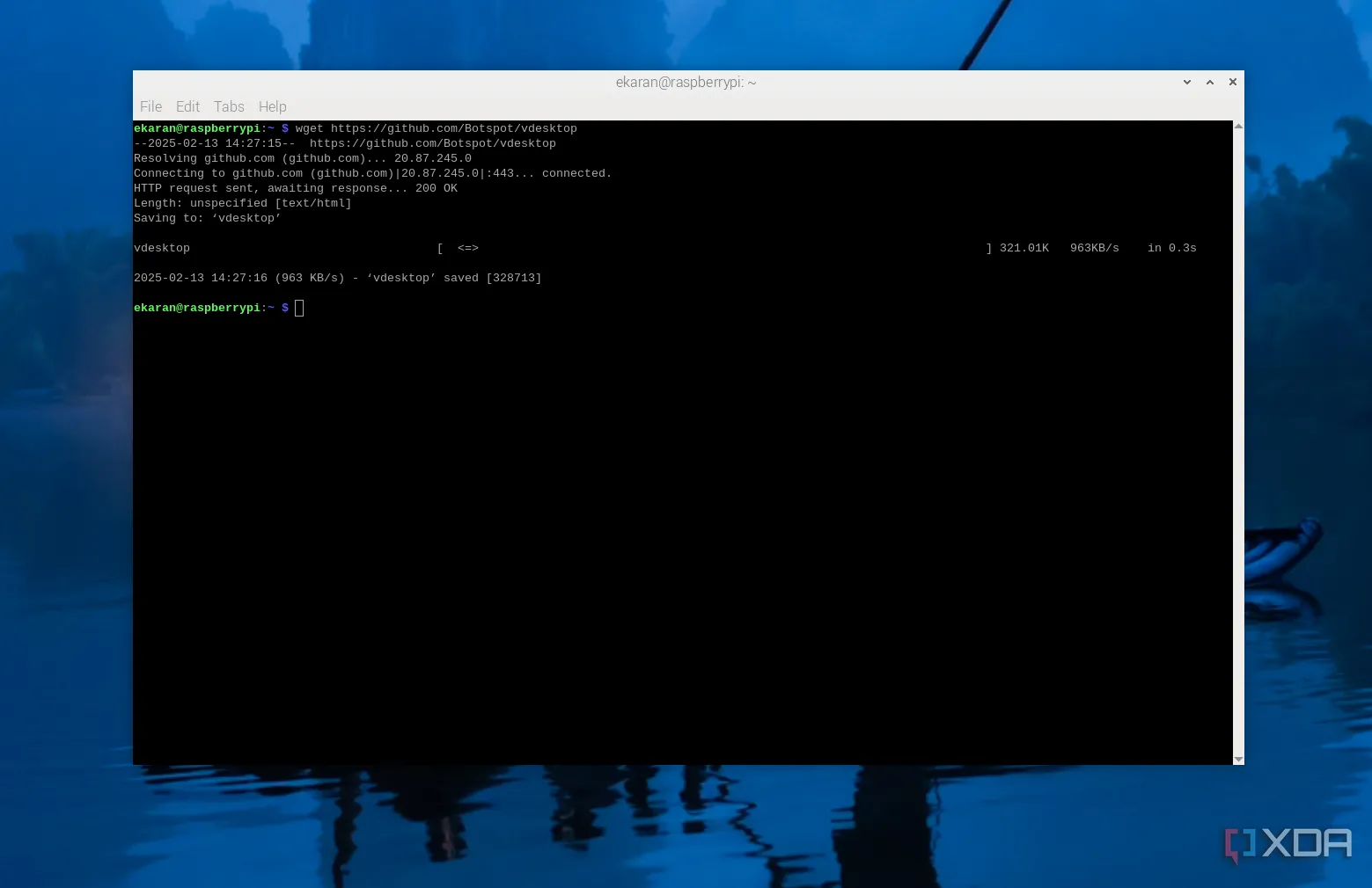 Tải xuống mã nguồn ứng dụng từ GitHub về Raspberry Pi bằng lệnh wget