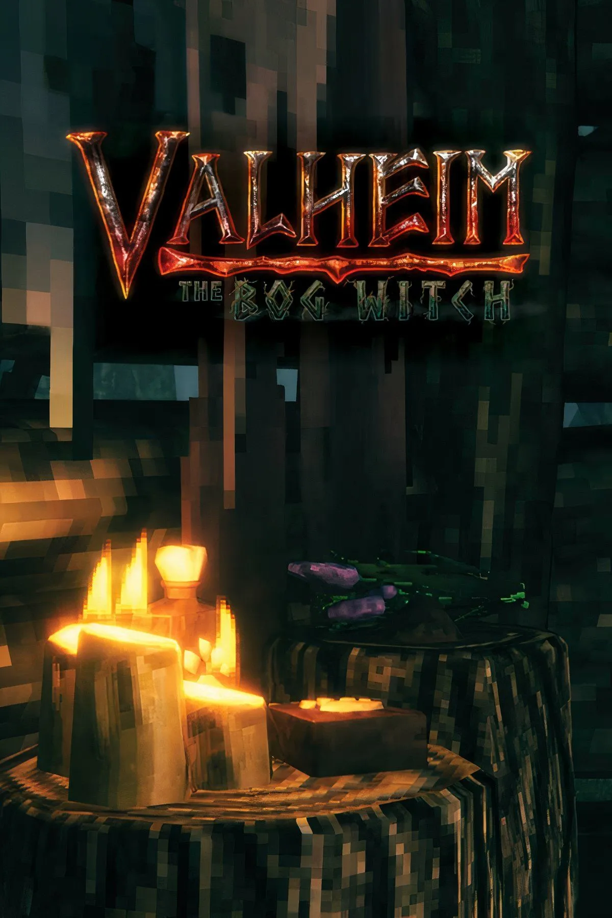 Thế giới Valheim rộng lớn với những công trình gỗ và cây xanh, một nhân vật Viking đứng trước căn cứ