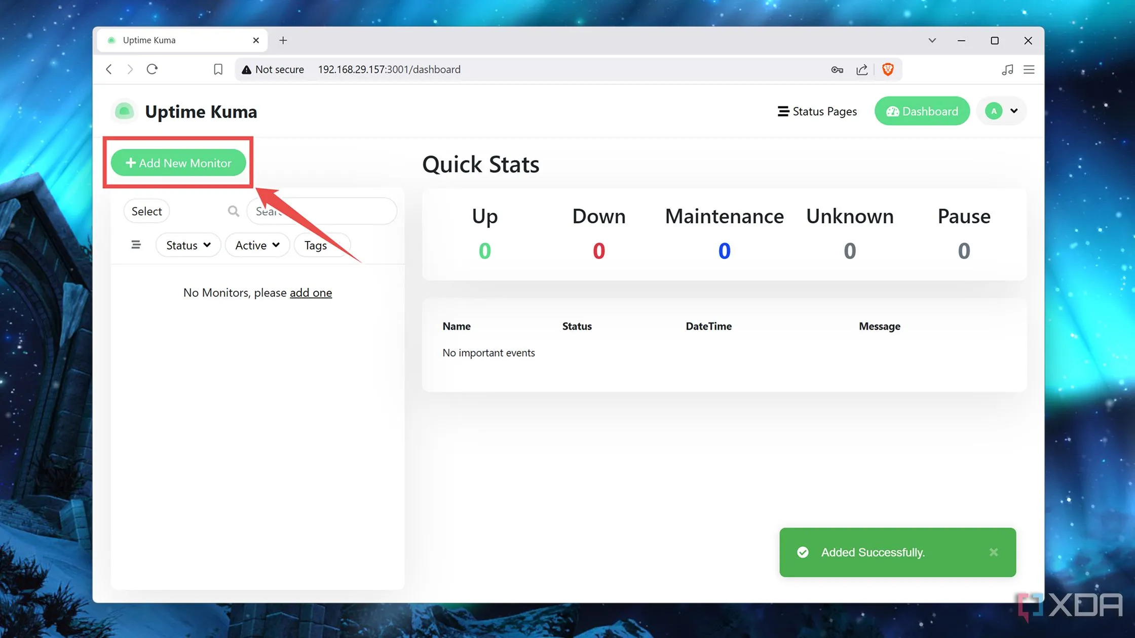 Thêm một màn hình giám sát mới trong Uptime Kuma
