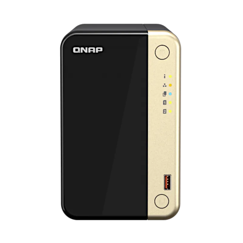 Thiết bị lưu trữ mạng NAS QNAP TS-264 với hai khoang ổ cứng.