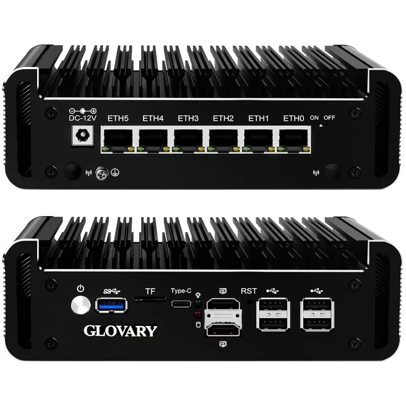 Thiết bị tường lửa Glovary N100 6L với 6 cổng 2.5GbE