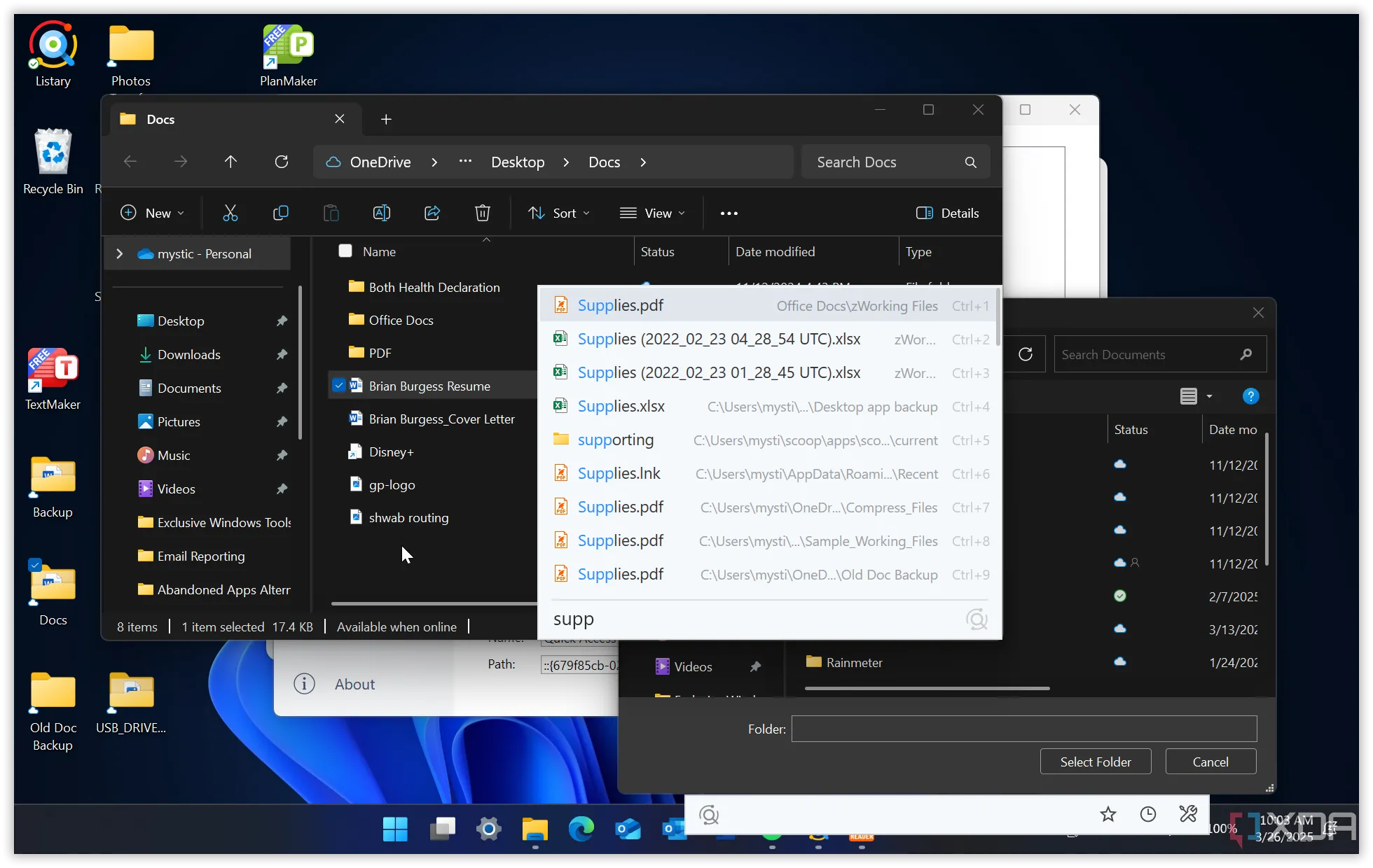 Tìm kiếm trực tiếp trong File Explorer với Listary