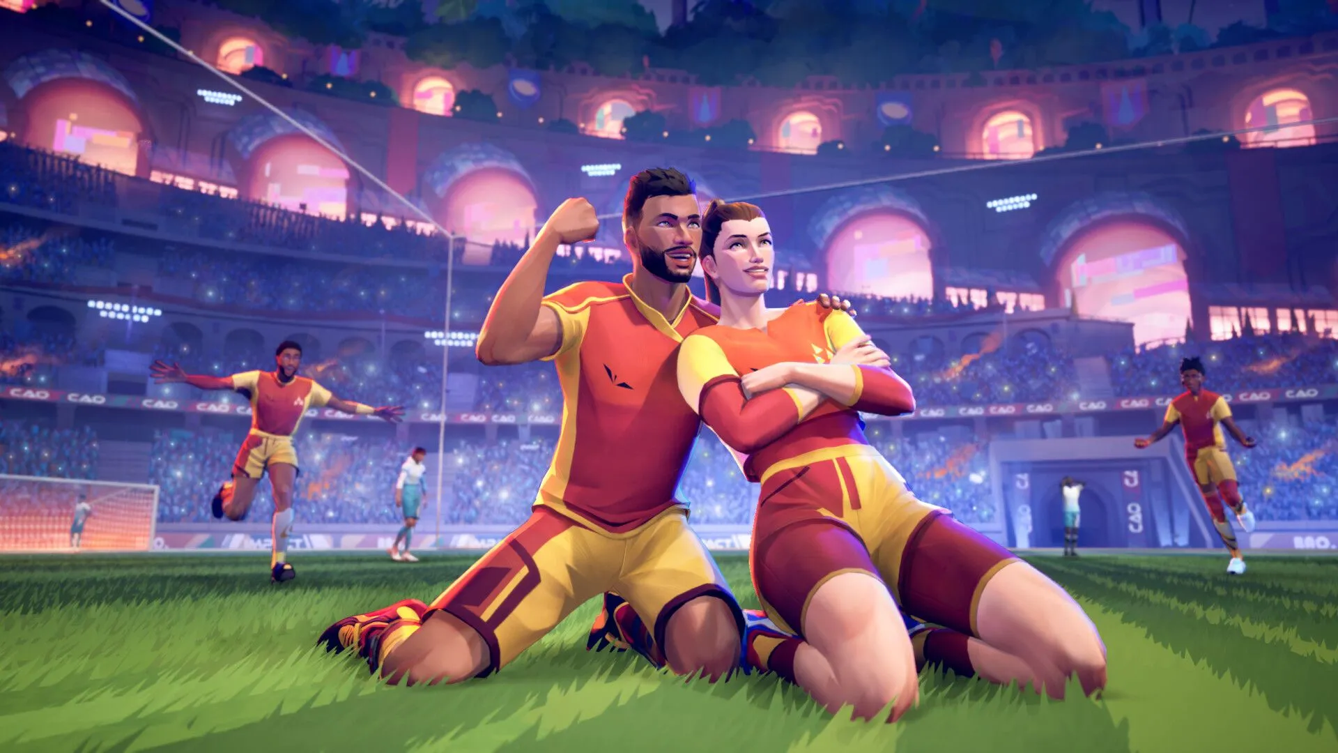 Trải nghiệm Rematch - Cảnh một cầu thủ đang thực hiện kỹ năng đặc biệt trong trận đấu