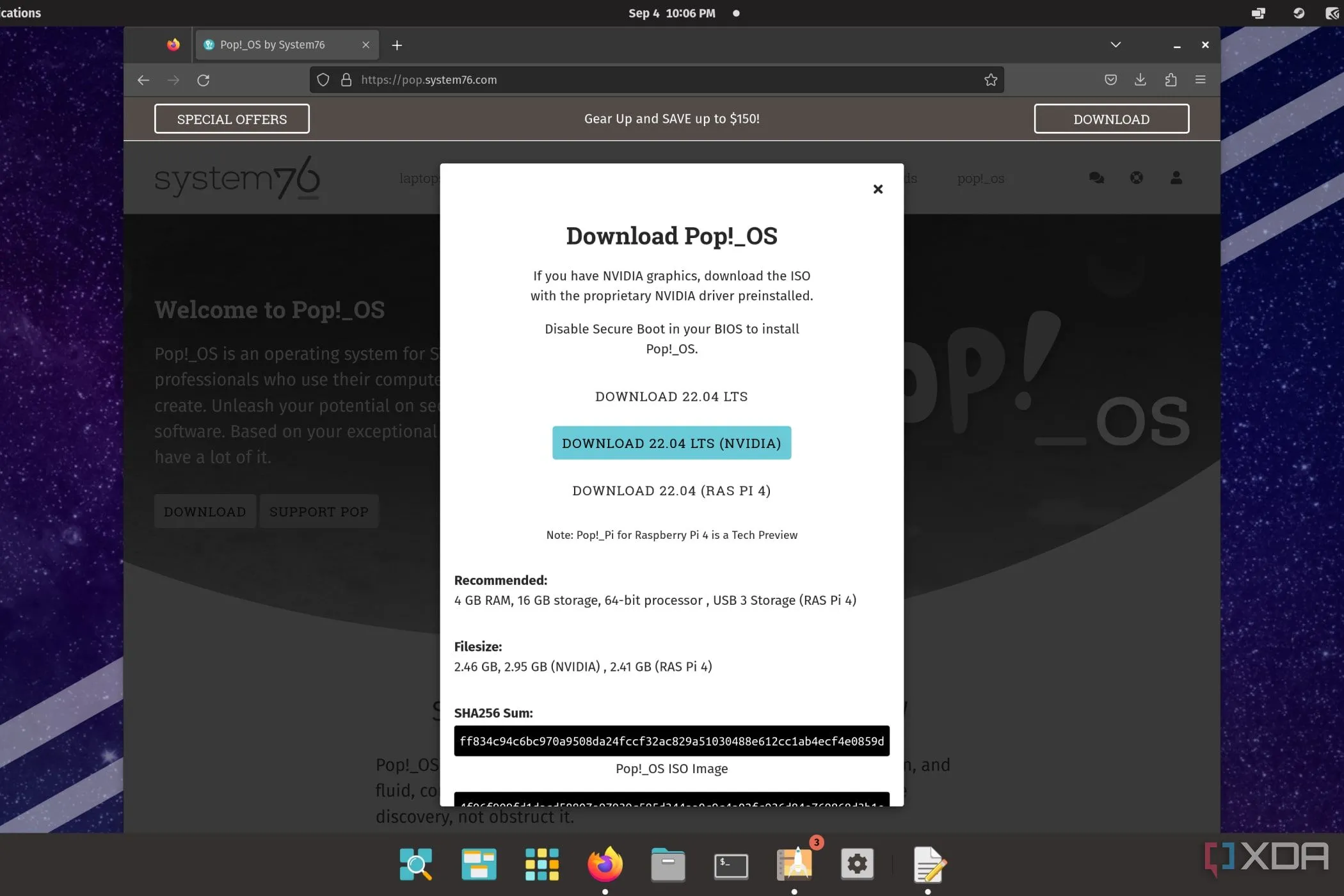 Trang tải về Pop!_OS phiên bản 22.04 LTS với tùy chọn driver Nvidia tích hợp, giúp cài đặt dễ dàng cho người mới.