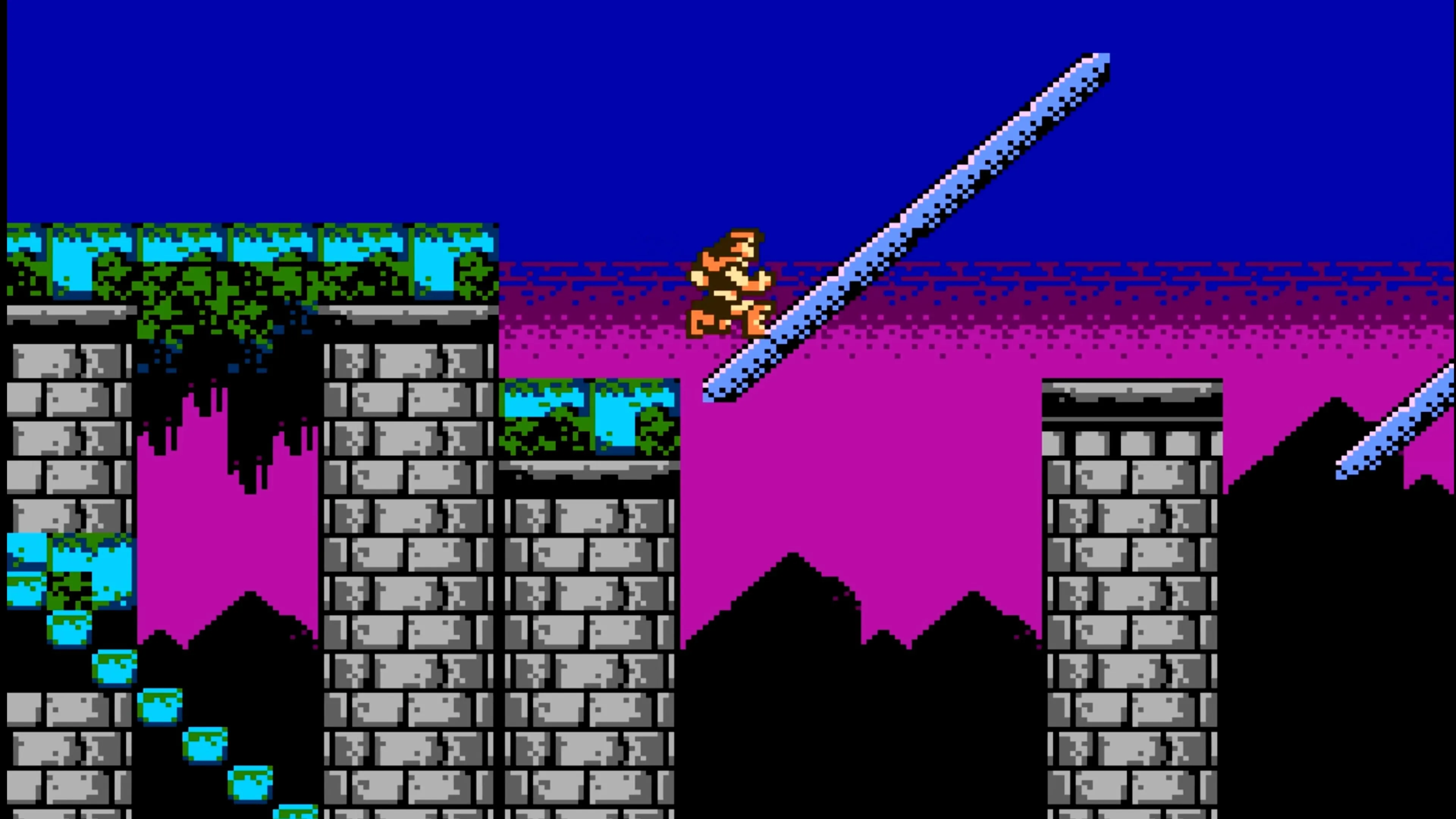 Trevor Belmont chiến đấu với một con quái vật lớn trong một hầm mộ trong Castlevania III.