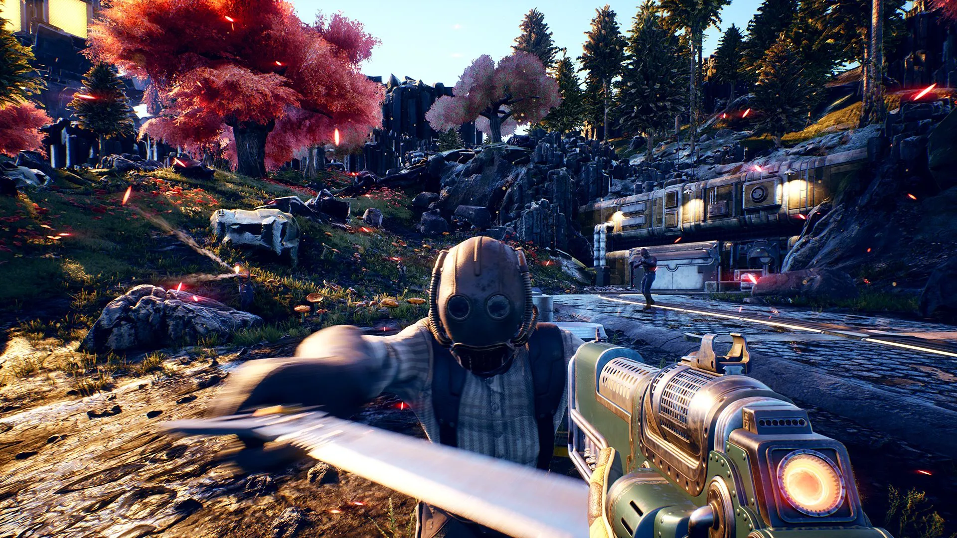 Tương tác với NPC trong The Outer Worlds, đại diện cho tự do hành động của người chơi