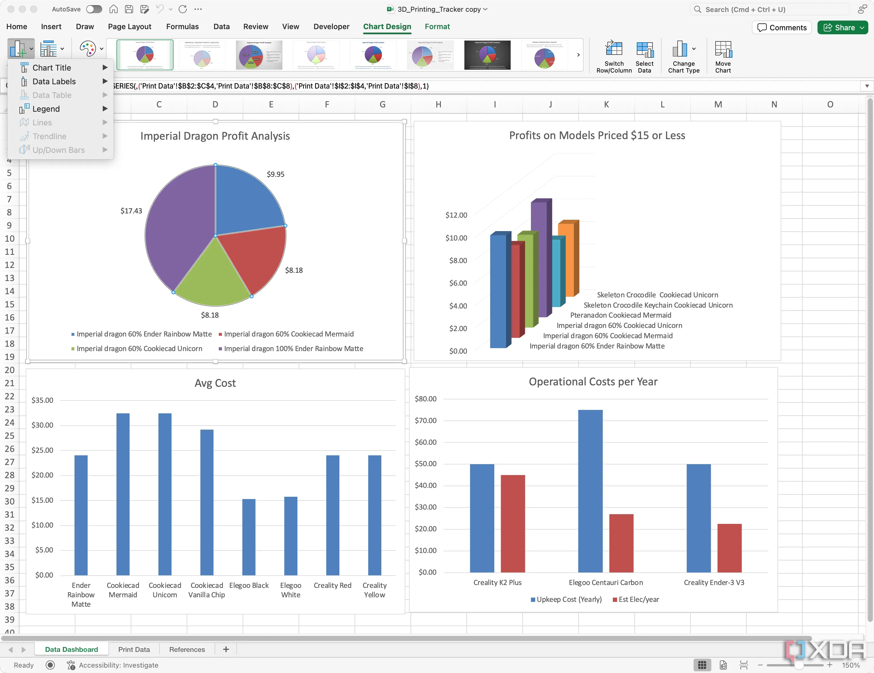 Tùy chỉnh thiết kế biểu đồ trong Excel để tối ưu hiển thị dữ liệu in 3D