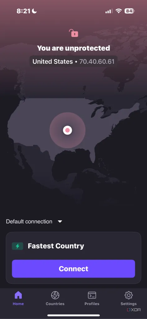 Ứng dụng Proton VPN đang chạy trên iPhone