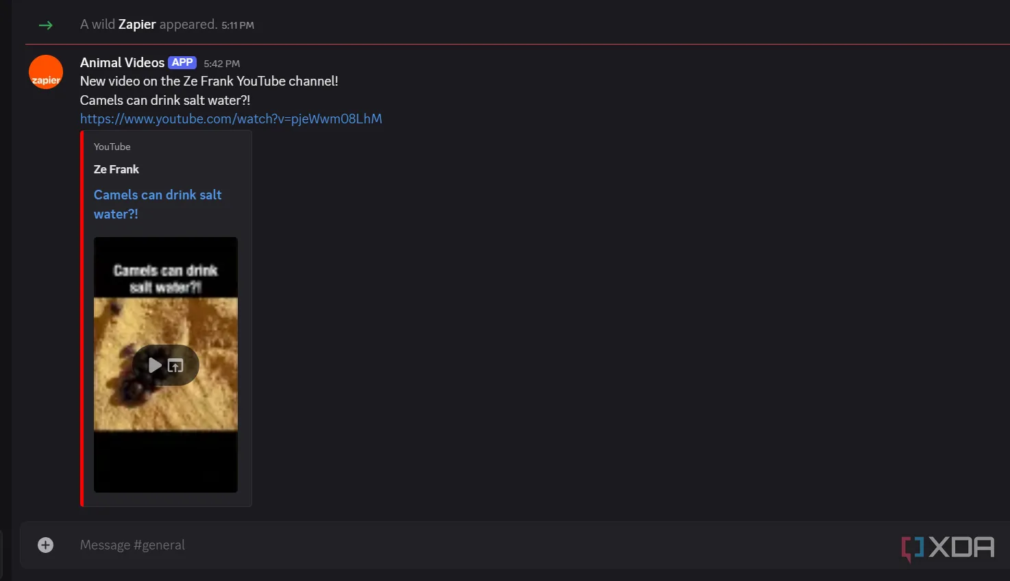 Video YouTube mới được gửi tự động đến Discord thông qua Zapier