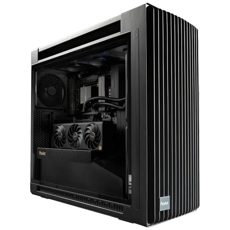Vỏ case Asus ProArt PA602 nổi bật với hai quạt tản nhiệt 200mm cỡ lớn phía trước