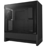 Vỏ case NZXT H5 Flow (2024) màu đen với mặt lưới thoáng khí được cải tiến, giúp tối ưu luồng gió trong PC để giảm nhiệt độ GPU.