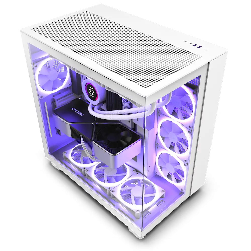 Vỏ case NZXT H9 Flow màu trắng với thiết kế buồng đôi, tối ưu luồng khí