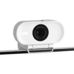 Webcam Elgato Facecam Neo với thiết kế nhỏ gọn, màu đen trên nền trắng, làm nổi bật ống kính và logo