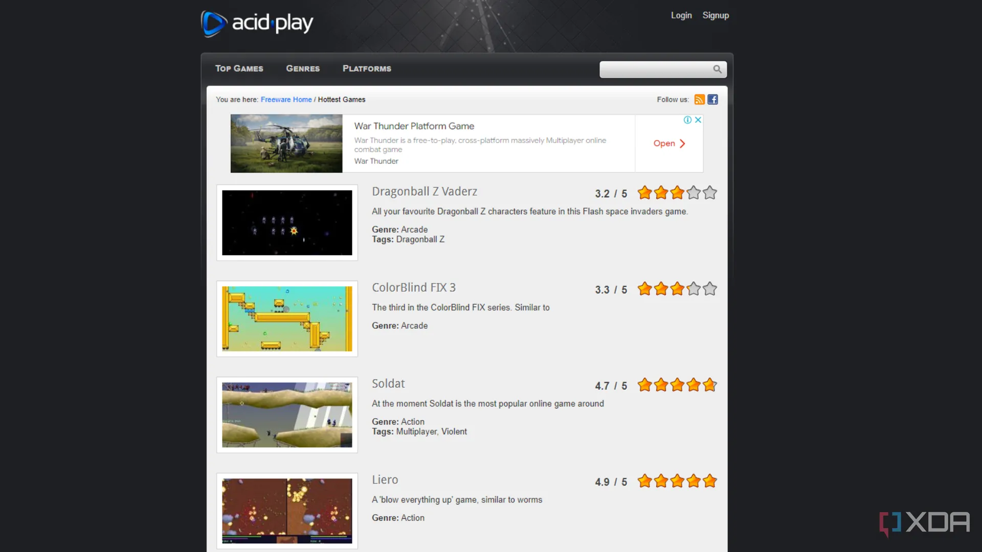 Website Acid Play với nhiều game miễn phí thuộc thể loại retro và indie