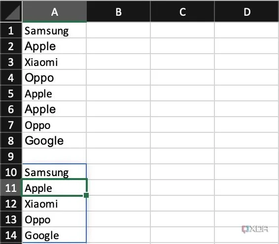 Xóa các giá trị trùng lặp trong Excel